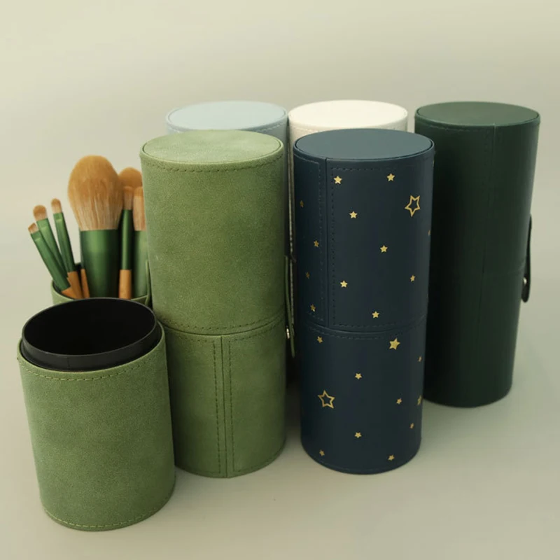 PU Leather Makeup Brush Bucket Portable Travel Cosmetic Bag Multi-Function Dust-Proof Waterproof Makeup Brush Cylinder - Image 6