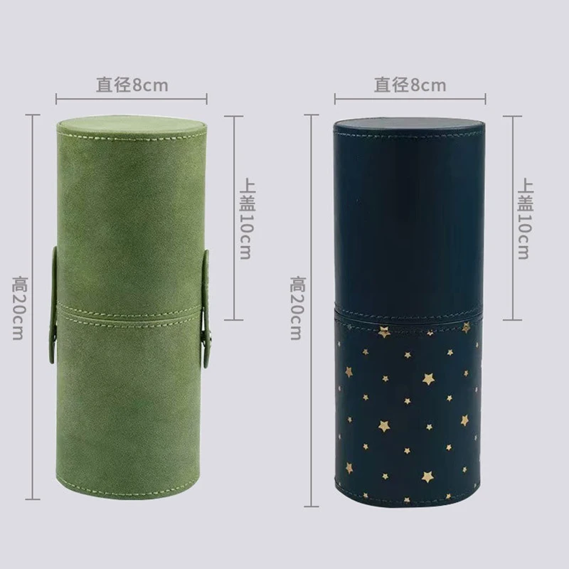PU Leather Makeup Brush Bucket Portable Travel Cosmetic Bag Multi-Function Dust-Proof Waterproof Makeup Brush Cylinder - Image 2
