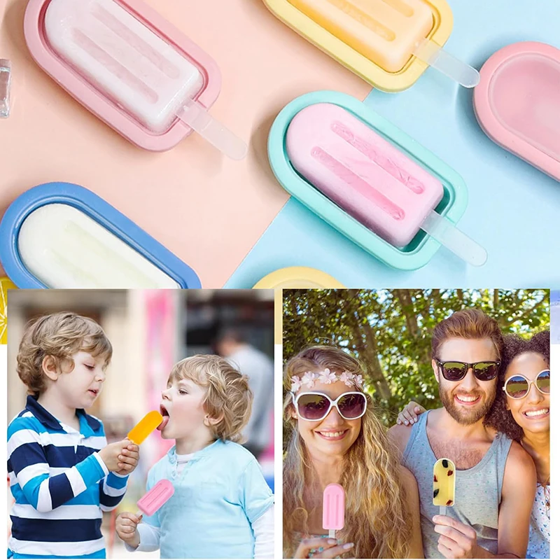 4Pcs Silicone Ice Lolly Moulds with Sticks Reusable Ice Cream Forms Popsicle Mold DIY Ice Cream Maker Ice Cube Mold Kitchen Tool - Image 5