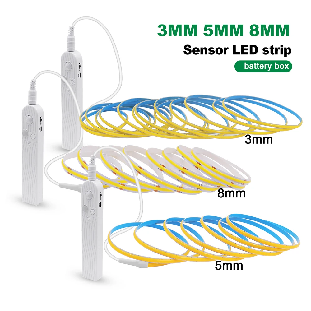 5V Motion Sensor LED COB Light Strip Human Induction USB/Battery Powered Flexible Lamp Under Cabinet Stairs Wardrobe Nightlights - Image 3