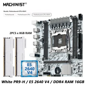 MACHINIST White X99 Motherboard Kit Set Optional Xeon E5 2640 V4 LGA 2011-3 CPU DDR4 2*8G=16GB RAM NVME/SATA M.2 PR9-H Combo