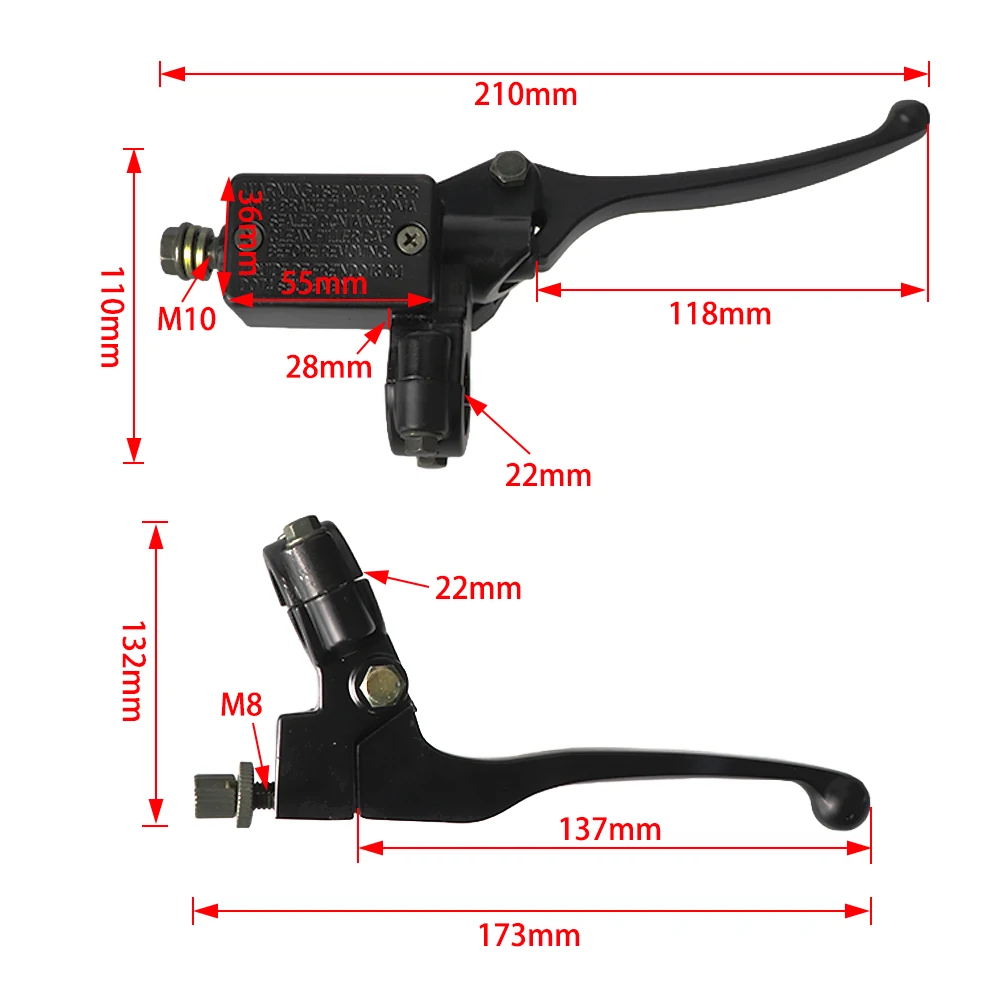 Motorcycle Brake Master Cylinder & Clutch Handle - Hydraulic Brake Pump for ATV, Pit Bike, Dirt Bike, Quad, Scooter