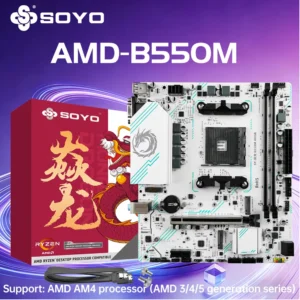 AMD B550M Gaming Motherboard AM4 SOYO Dual DDR4 Computer 64GB PCIE4.0x16 HDMI2.0 VGA 2*M.2 NVME SATA3.0 PC kit xeon USB3.0 HDMI