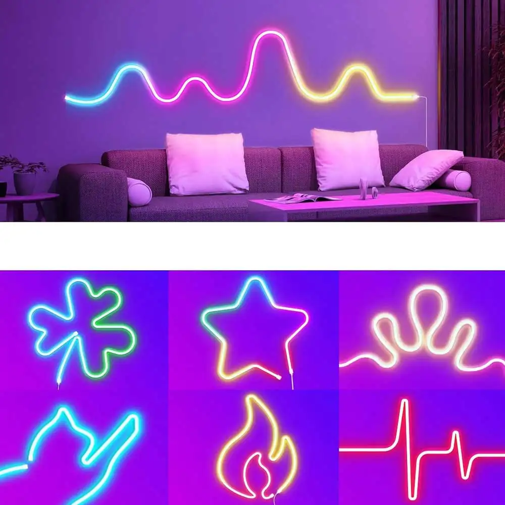 TUYA Neon LED Strip Lights 5V 72LEDs/M Silicone Neon Rope Light with Music Sync RGBIC Dreamcolor Chasing Strip Tape for Room - Image 6