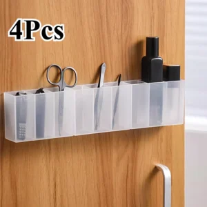 Mini Storage Box 3-Grid Plastic Makeup Brush Lipstick Storage Multi-Functional Desk Organizer for Home Kitchen Bathroom