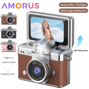 Mini Keychain Camera 1.47 Inch Flip Screen Digital CameraHD Pocket Camcorder CCD for Kids Adults Gift for Birthdays New Year