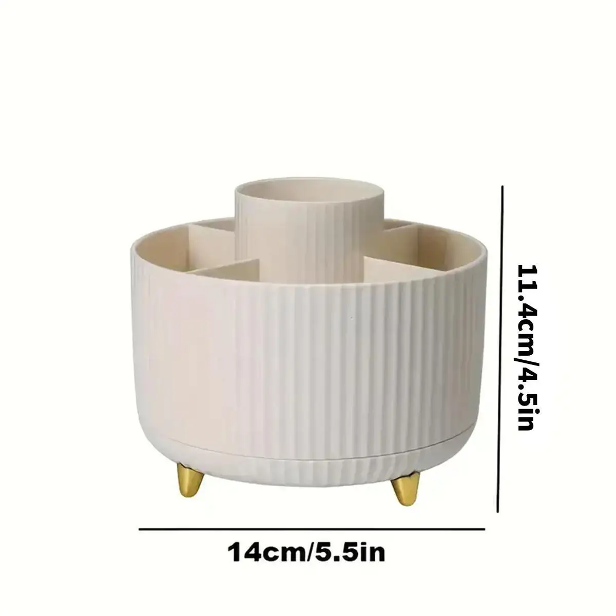 360° Rotating Makeup Organizer - 1pc Plastic Cosmetic Storage with 5 Compartments - Multi-Functional Holder for Brushes - Image 6