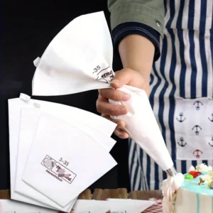 Reusable Canvas Piping Bags for Cake Decorating Flexible, Durable Icing Bags for DIY Cakes, Biscuits, Chocolates - White