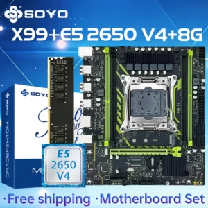 X99-8D4 SOYO Motherboard Set Kit With Intel LGA2011-3 Xeon E5 2650 V4 CPU DDR4 8GB (1*8GB) 2133MHZ RAM Memory NVME M.2 SATA