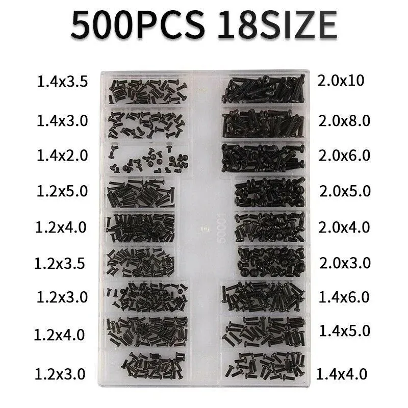 500PCS Laptop Notebook Screws Set Replacement 18Sizes Computer Repair Components Screws Kit Flat Head Small Machine Screw - Image 2