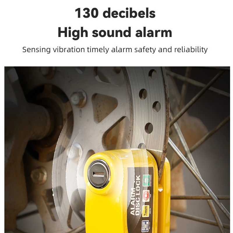 Motorcycle Alarm Lock Bike Disc Lock Warning 130DB Security Alloy Anti Theft Waterproof Brake Rotor Padlock Disc Brake Lock - Image 2