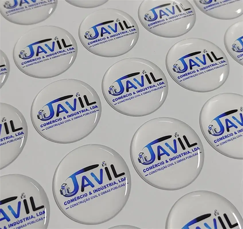Custom epoxy resin durable brand logo adhesive, transparent dome 3D waterproof sticker various printed resin labels