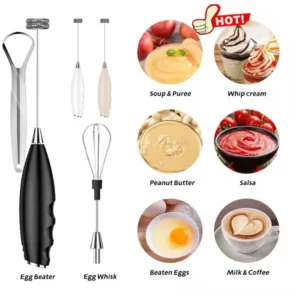 Wireless Electric Milk Frother Battery-Powered Handheld Foamer Coffee Cream Soup Peanut Butter Egg Whisking Baking Accessories