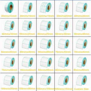 20-50mm multi-size thermal label white blank label thermal label POS printer sticker paper