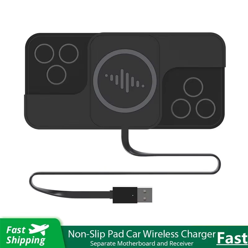Fast Car Wireless Charger Pad for iPhone 17 16 14 13 12 Samsung Huawei AirPods Phone Non-slip Quick Car Wireless Charging Stand