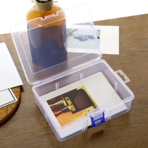 1pc Rectangular Plastic Collection Storage Box Transparent With Lid Cosmetics Container
