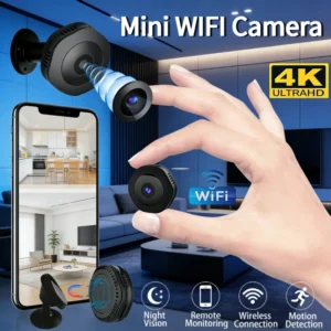 Mini 4K WiFi Security Camera Wireless Indoor Night Vision Wide Angle Lens Magnetic Mount Phone App Monitor Home Surveillance New