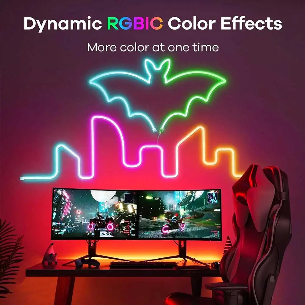 TUYA Neon LED Strip Lights 5V 72LEDs/M Silicone Neon Rope Light with Music Sync RGBIC Dreamcolor Chasing Strip Tape for Room - Image 4