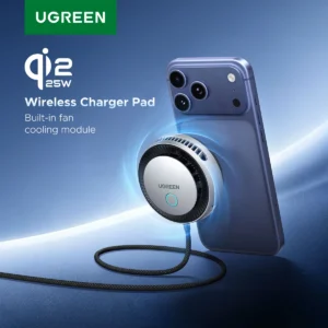 UGREEN MagFlow Pro Qi2.2 25W Magnetic Wireless Charger with Cooling Fan For iPhone 17 16 Pro Max TEC Cooling Charging Pad