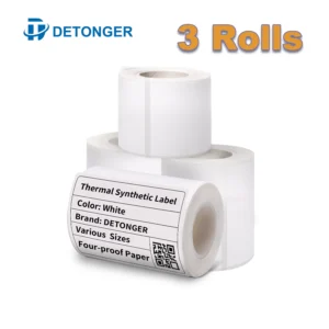 Thermal Adhesive Label Papers for DETONGER P1 DP23 DP30 DP80 3 Rolls Waterproof Oilproof Tear Resistant Sticker