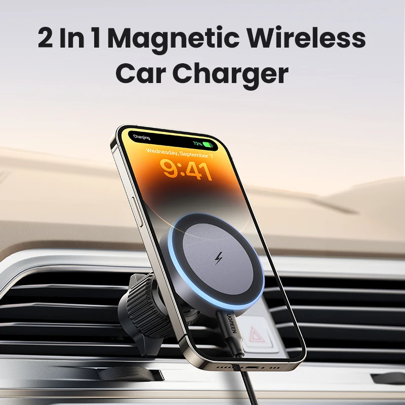 RU UGREEN Qi2 25W 15W Magnetic Car Phone Holder Wireless Charger Stand For iPhone 16 17 Pro Max Charging for Magsafe Car Charger - Image 2