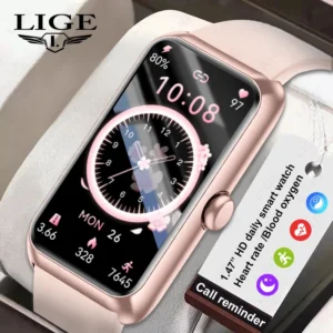 LIGE New Fashion Smart Watch Ladies Call Reminder Blood Oxygen DIY Custom Dial Sports Bracelet Waterproof Men Smartwatch Women