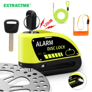 Extractme Motorcycle Alarm Disc Brake Lock 120dB Bicycle Wheel Disk Padlock Security Anti-Theft Lock Scooter Alarma Motocicleta