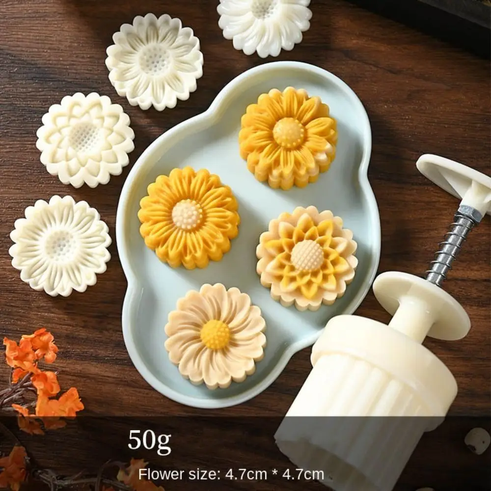 Mid Autumn Festival Round Mooncake Mold 50g DIY Hand Press Mold Fondant Cake Decoration Tools Flower Shape Moon Cake Mould - Image 3
