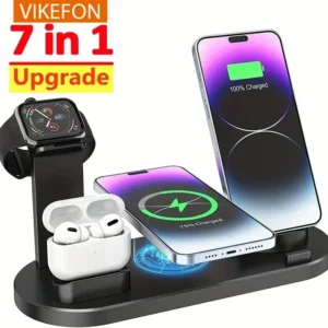 VIKEFON 7 in 1 Wireless Charger Stand Pad For iPhone 17-12 Apple Watch Fast Charging Dock Station for Airpods iWatch 8 7