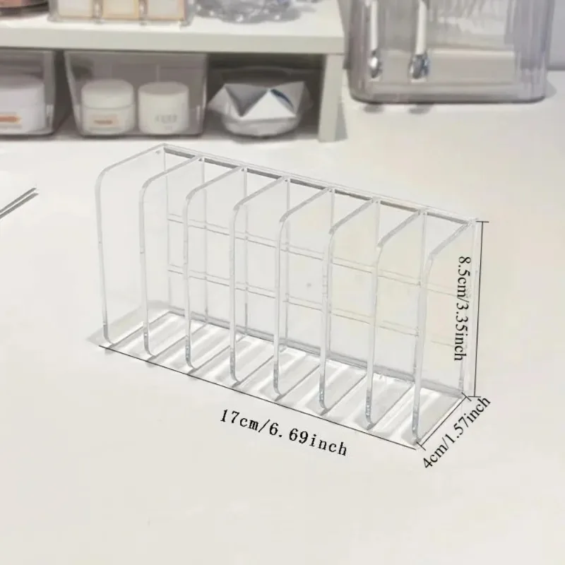 7-Slot Transparent Plastic Cosmetic Organizer Multi-Functional Makeup Holder for Home Office Bathroom Dressing Table Sorting - Image 4