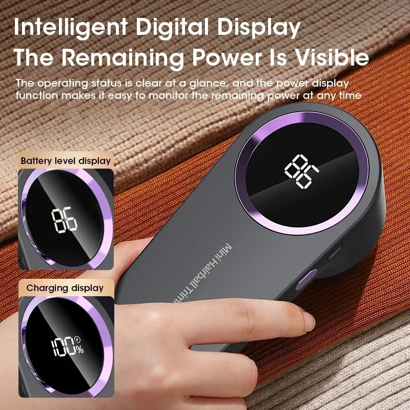 Rechargeable Electric Lint Remover with Digital Display, Portable Fabric Shaver & Hairball Trimmer for Clothing - Image 2