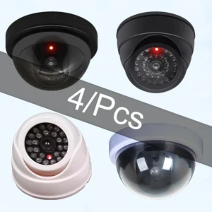 4/Pcs Creative Black Plastic Dome CCTV Dummy Camera Flashing Led Fake Camera Power Via AA Battery Surveillance Security System