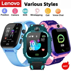 Lenovo Kids Smart Watch SOS GPS Location Sim Card Camera Heart Rate Monitoring Bluetooth Calling Waterproof Gift For Android