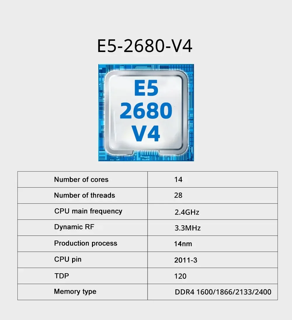 X99 Dual CPU Motherboard Kit lntel Xeon E5 2680 V4&DDR4 16GB (2*8GB) LGA2011-3 M.2 NVME for Desktop Gaming Computer - Image 2
