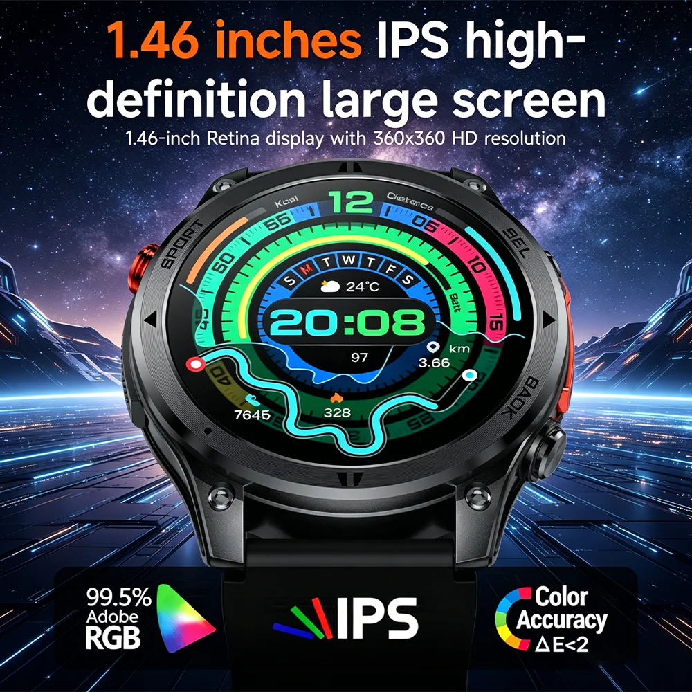 Newly Upgrade Map Sports SmartWatch GPS 10ATM Swim Compass 1.46" AMOLED Heart Rate Bluetooth Call Outdoor Clock For IOS Android - Image 3
