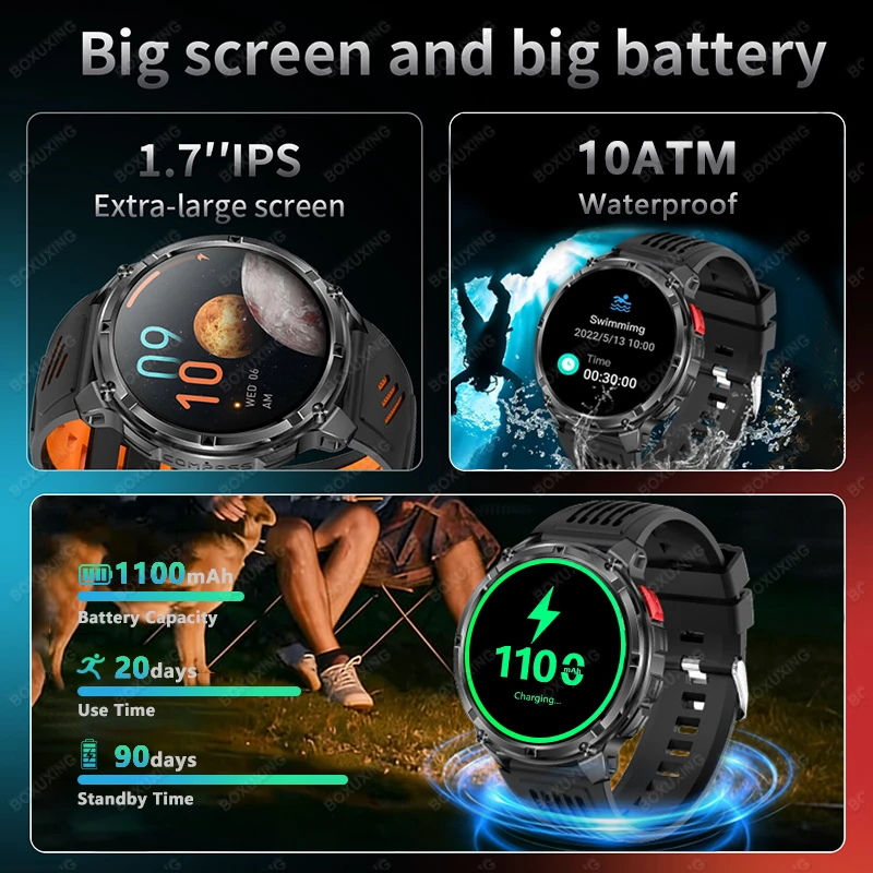 2026New T-Rex3 Ultra 1100mAh Battery Smart Watches IP68 Waterproof Compass Heart Rate LED Flashlight Sports Track Smartwatch Men - Image 2