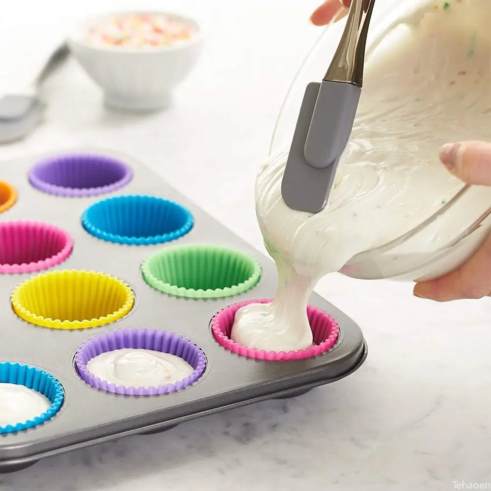 12Pcs Silicone Cup Cake Mold Reusable Cupcake Mould Muffin Pastry Chocolate Pudding Candy Jelly Mold Baking Cookie DIY Tool - Image 3