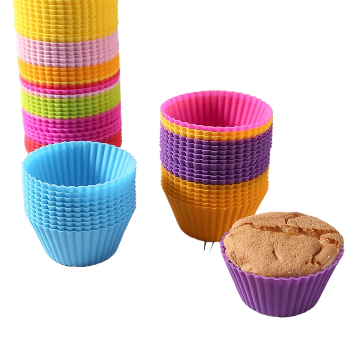 12Pcs Silicone Cup Cake Mold Reusable Cupcake Mould Muffin Pastry Chocolate Pudding Candy Jelly Mold Baking Cookie DIY Tool - Image 5