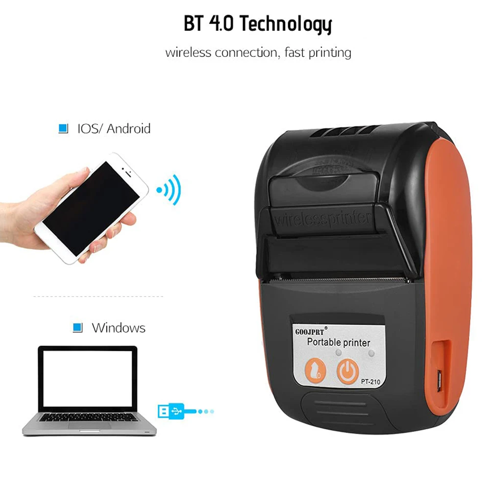Mini Portable Thermal Receipt POS Printer Wireless Bluetooth 58mm Ticket Bill IOS Android PC Invoice Business Retail Ink-free - Image 3