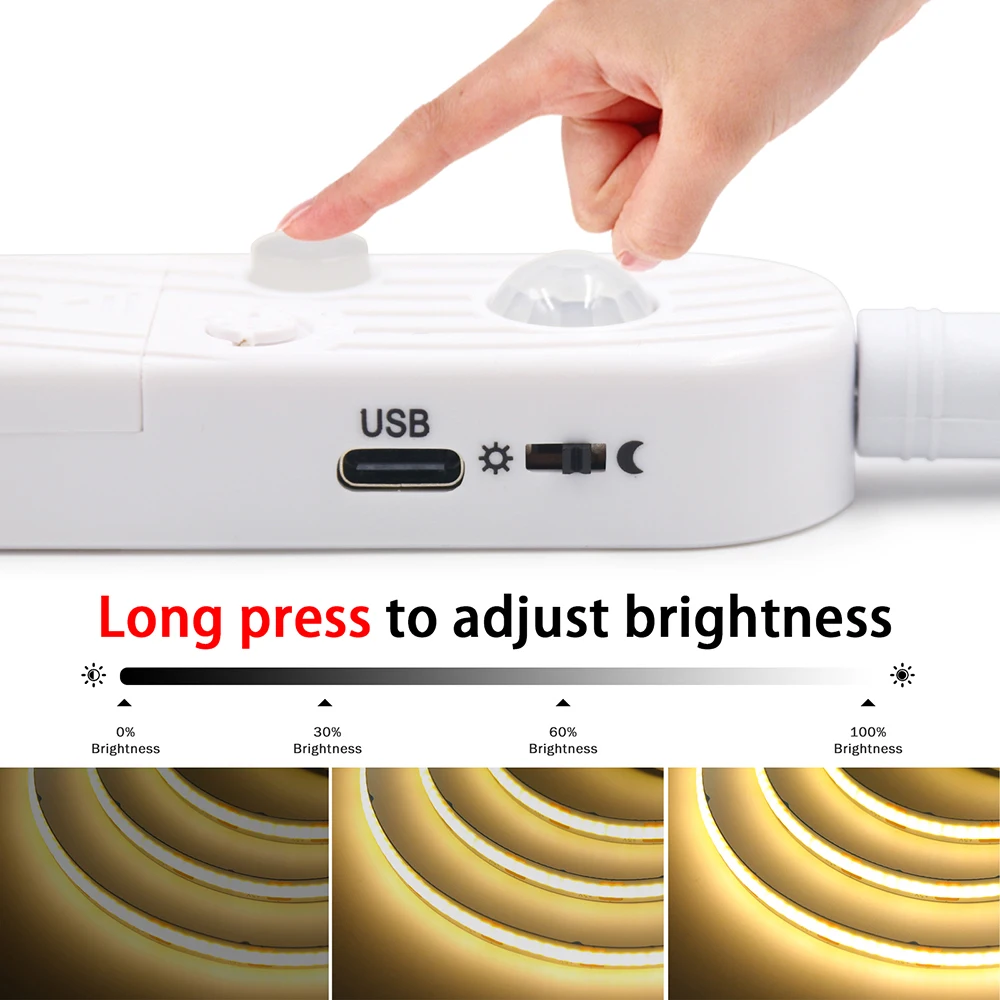 5V Motion Sensor LED COB Light Strip Human Induction USB/Battery Powered Flexible Lamp Under Cabinet Stairs Wardrobe Nightlights - Image 5
