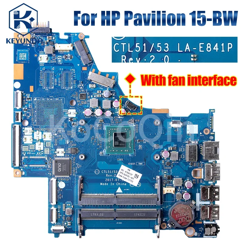 For HP Pavillion 15-BW 255 G6 Notebook Mainboard Core EM900E AM9220 924721-601 CTL51/53 LA-E841P DDR4 Laptop Motherboard - Image 4