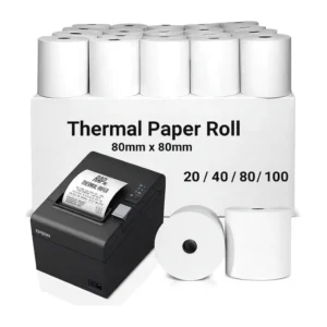 2Rolls 80x80 Thermal Rolls Paper Receipt Till Rolls - Premium Quality, Long-Lasting, Fast-Printing, For Most Thermal Printer
