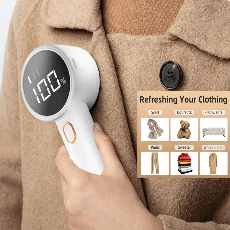 Fabric shaver rechargeable lint remover electric portable jumper remover LED displayRemoves pilling for clothes furniture sofas - Image 2
