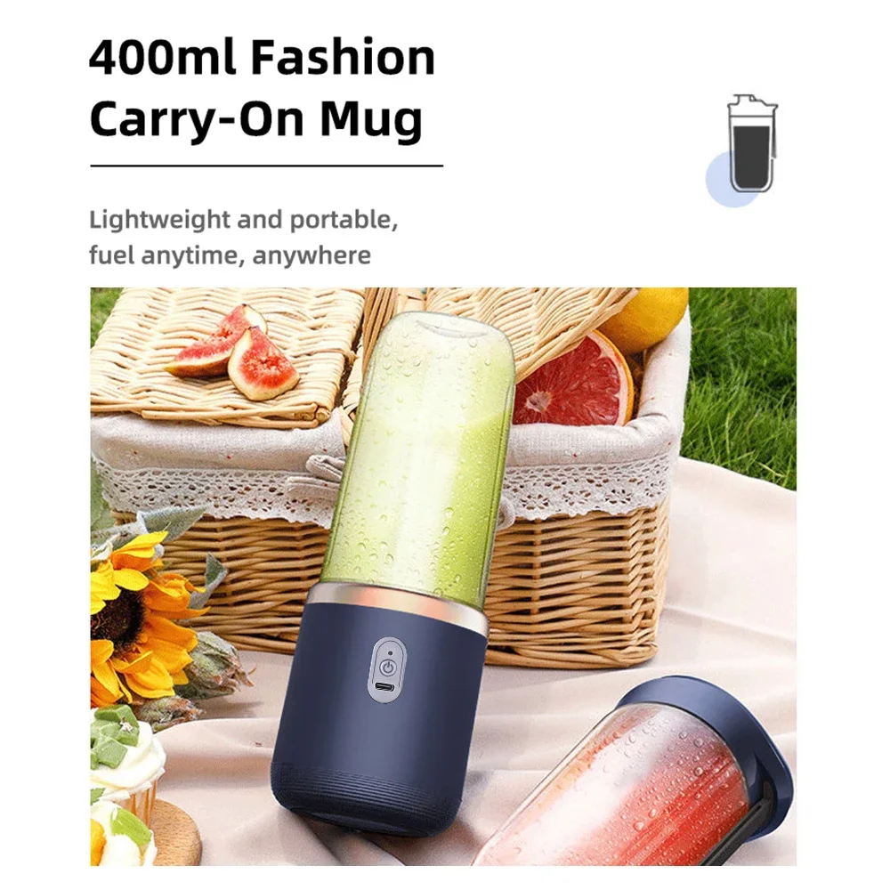 6 Blades Electric Juicer Cup with 2 Cups For Travel Portable Juicer Mixer Usb Charge Fresh Fruit Juice Personal Blender Smoothie - Image 5
