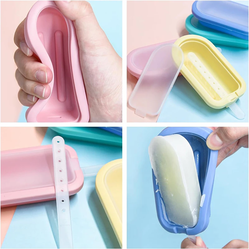 4Pcs Silicone Ice Lolly Moulds with Sticks Reusable Ice Cream Forms Popsicle Mold DIY Ice Cream Maker Ice Cube Mold Kitchen Tool - Image 3