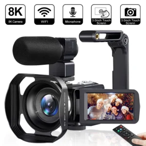 8K Video Camera 48MP Digital Video Camera 18X Digital Zoom Camera Recorder 3 Inch LCD Touch Screen Portable Recording Camcorder