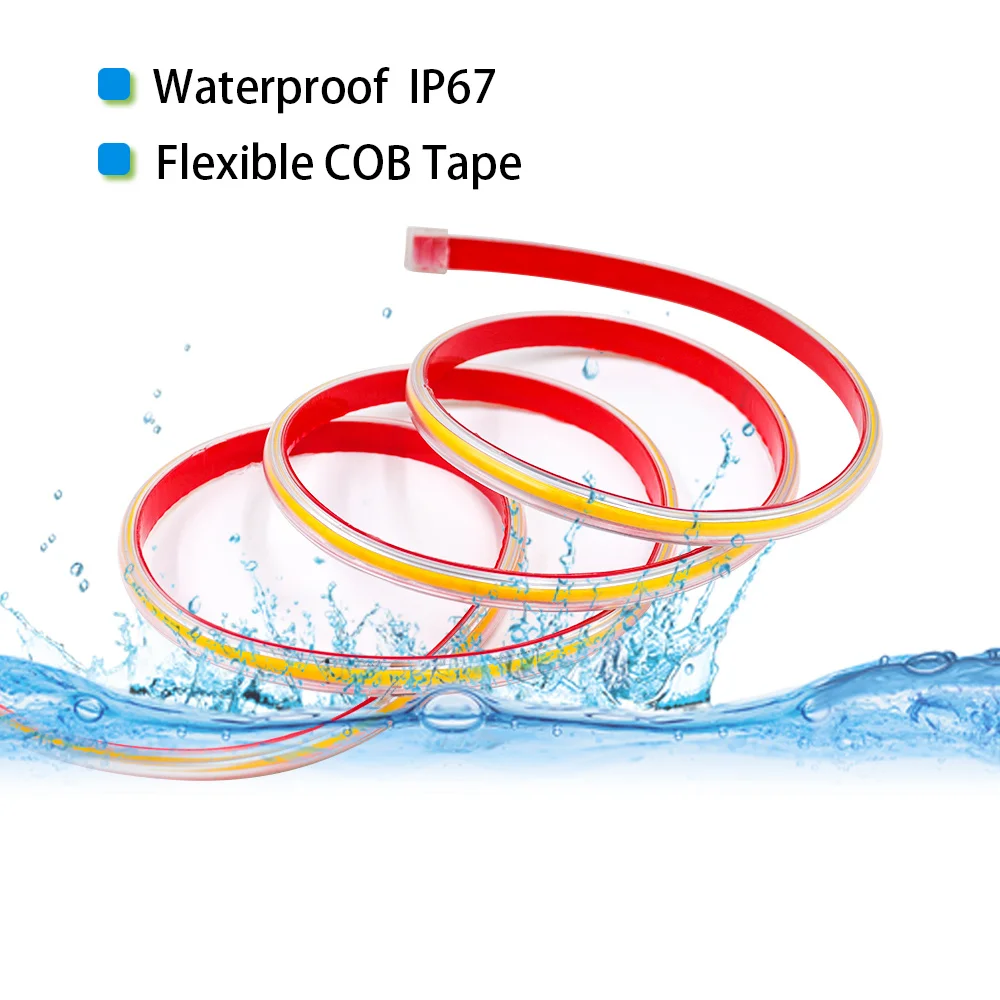 COB LED Strip Light 220V with Adhesive Switch EU Power Plug Kit Waterproof Flexible Led Ribbon Tape High Density Linear lighting - Image 5