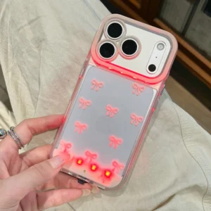 Change Color Luminous Call Light Up Flash Bowknot Phone Case For iPhone 17 16 15 13 12 11 14 Pro Max Plus Shockproof Cases Cover