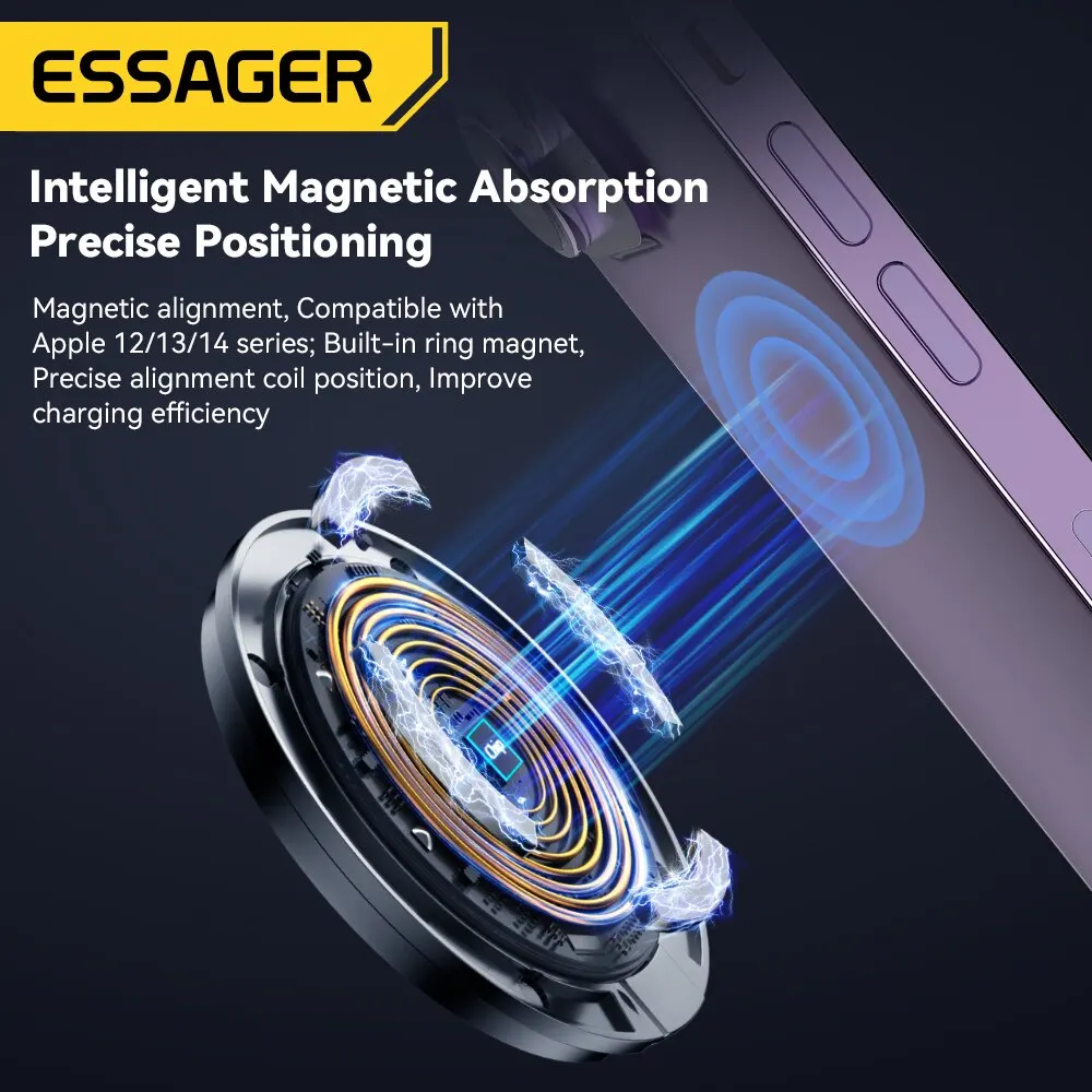 Essager 15W Magnetic Qi Wireless Chargers Fast Charging for iPhone 14 13 12 Pro Max PD Fast Charging For Xiaomi Pad Adapter - Image 6