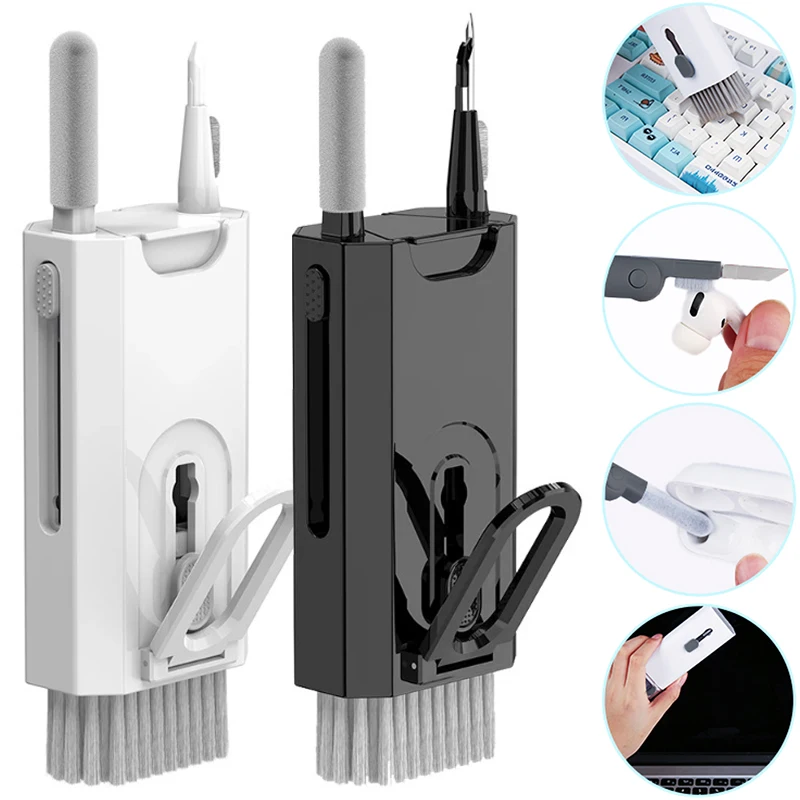8in1 Keyboard Cleaning Kits Earphone Cleaner Headset Cleaner Pen Keycap Puller For Laptops Screen Bluetooth Headset Cleaning Kit